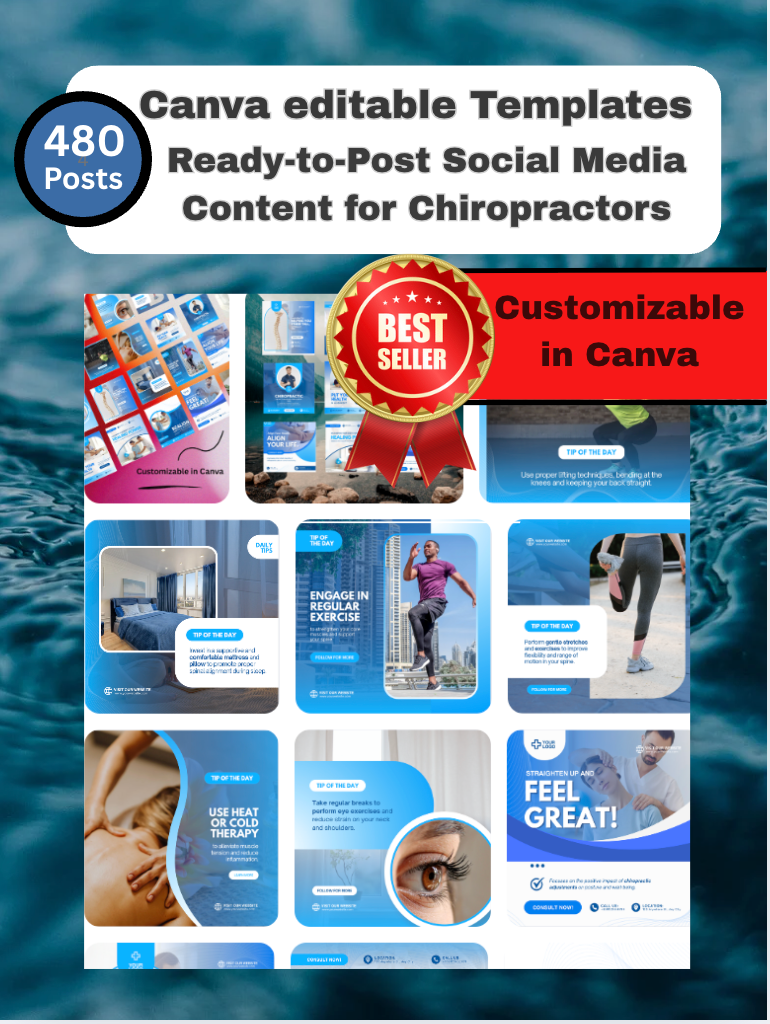 Chiropractor Social Media Template Kit - Professional Template Bundle Digital Download